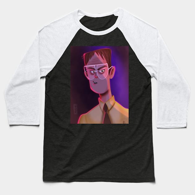 Dwight Shrute Baseball T-Shirt by Niniel_Illustrator